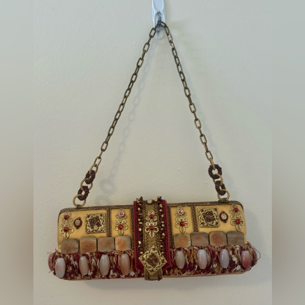 Elegant Beaded Chain Strap Clutch